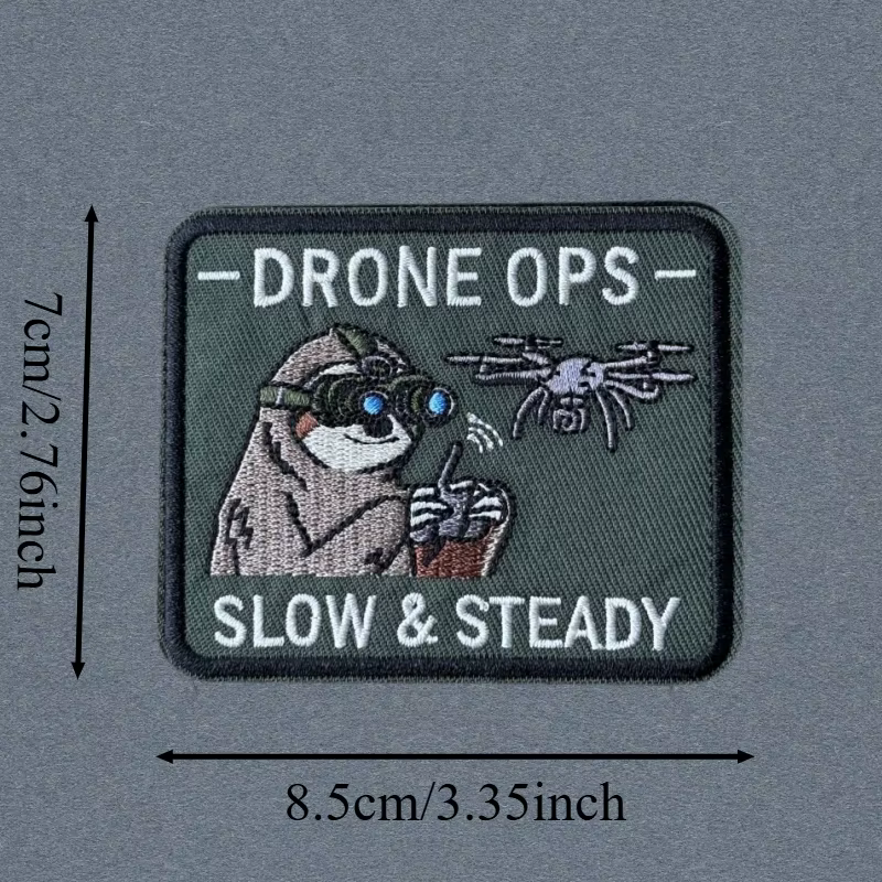 DRONE OPS SLOW&STEADY parche táctico bordado con gancho y bucle - imagen 3