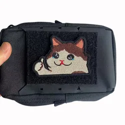 Parche bordado táctico gato llorón divertido para uniformes y mochilas