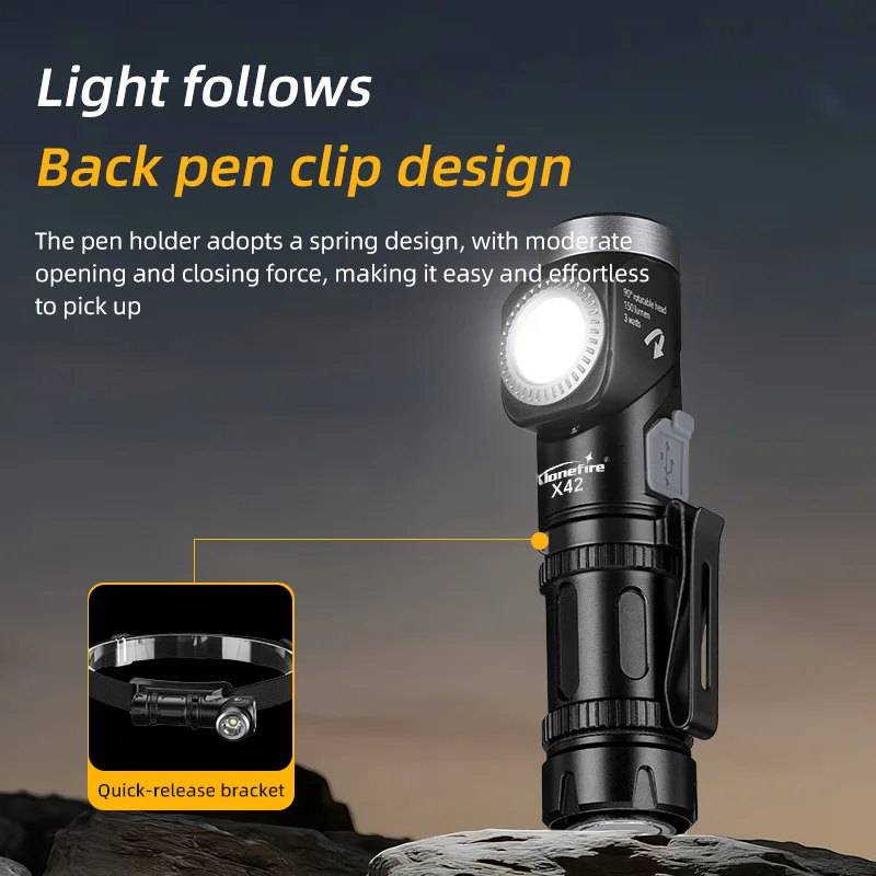 Linterna frontal LED táctica giratoria 90° superbrillante camping - imagen 4