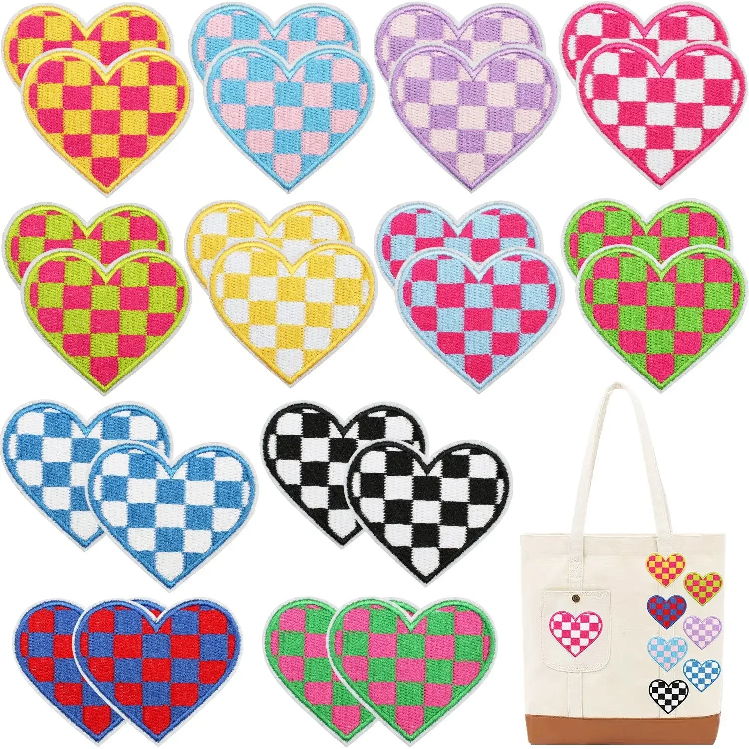 Parche bordado corazón multicolor termoadhesivo para ropa - imagen 5