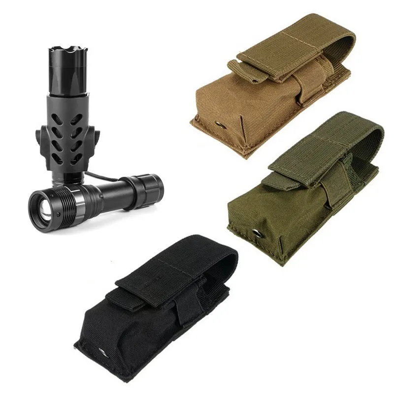 Funda táctica MOLLE portacargadores rifle y pistol con soporte linterna - imagen 4