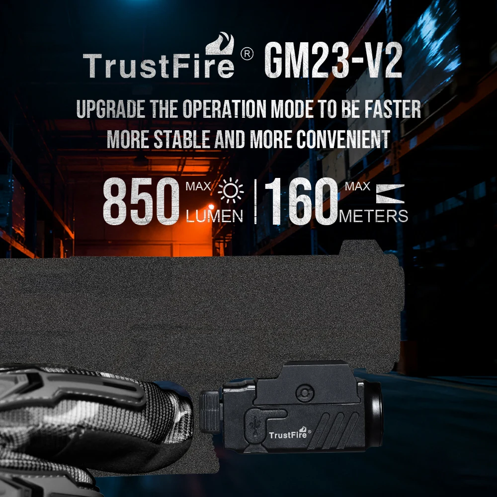 Linterna Táctica Trustfire GM23-V2 con Quick Release, USB-C y Montaje Riel Picatinny - imagen 4
