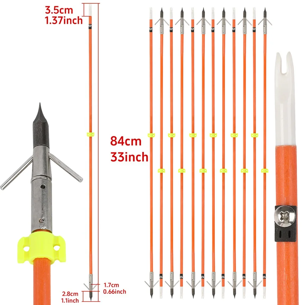Flecha Fibra de Vidrio para Pesca Arco 33" Naranja Alta Visibilidad - imagen 3