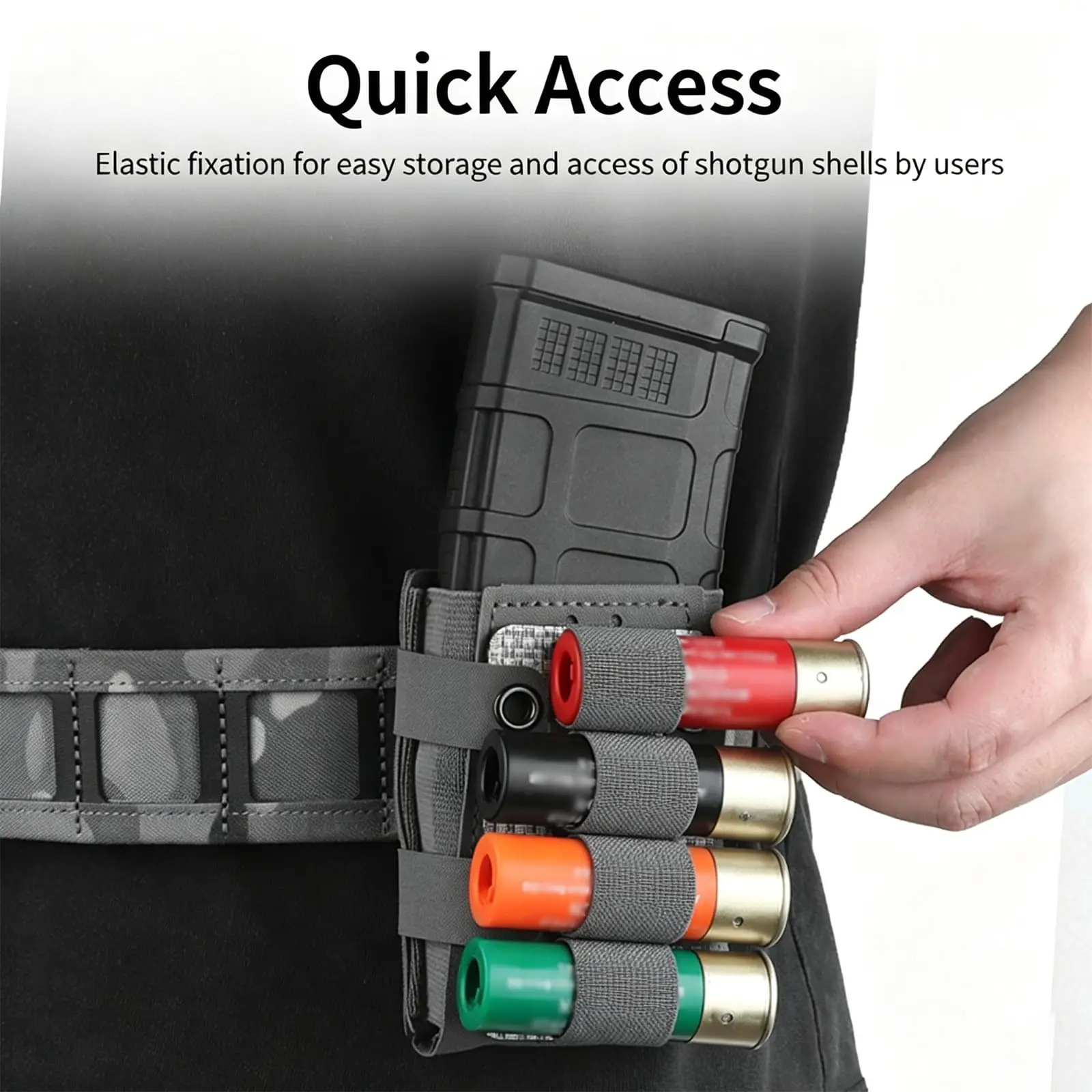 Porta cartuchos elástico MOLLE acceso rápido para escopeta 12GA - imagen 3