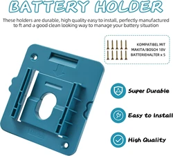 Soporte de pared batería Makita 18V en ABS con tornillos, sin batería