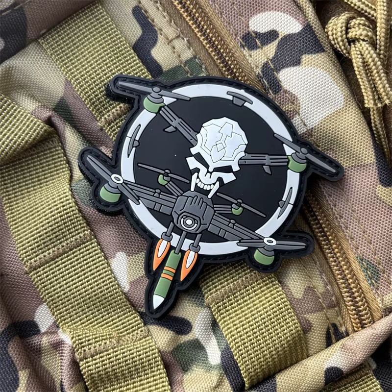 Parche táctico PVC calavera UAV gancho y bucle para ropa y brazalete - imagen 5