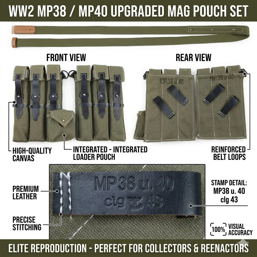 Bolsa para cargadores MP40/MP38 de lona táctica alemana IIGM - imagen 4