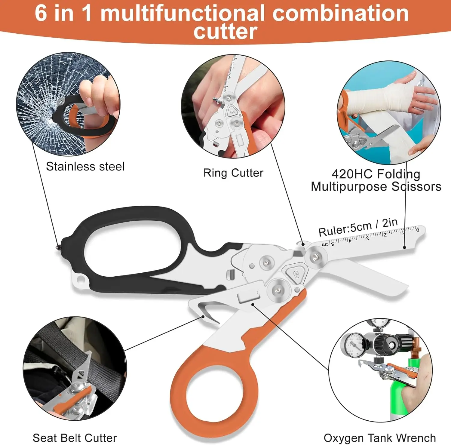 Raptor Tijeras de emergencia trauma multiusos con funda - imagen 4