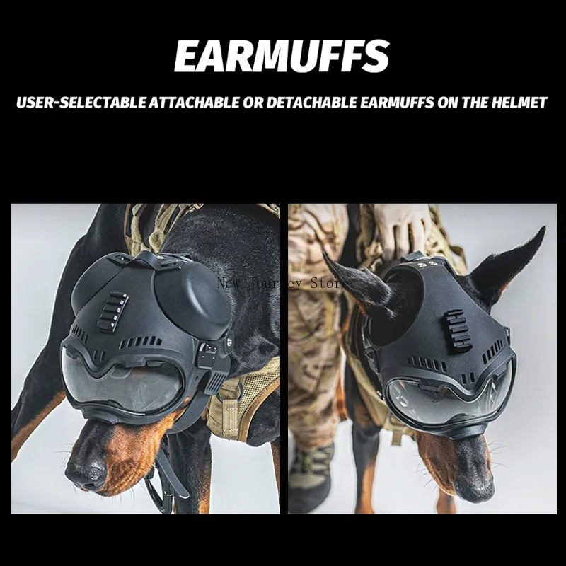 Casco táctico K9 para perros con riel Picatinny y gafas - imagen 5