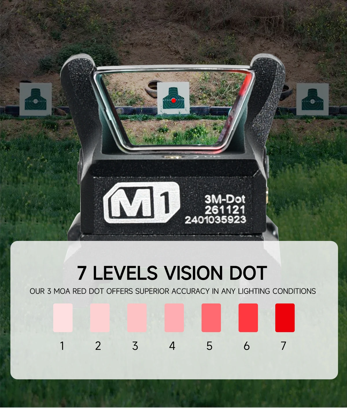 Mira Táctica M1 Punto Rojo Campo Amplio con Base Picatinny - imagen 2