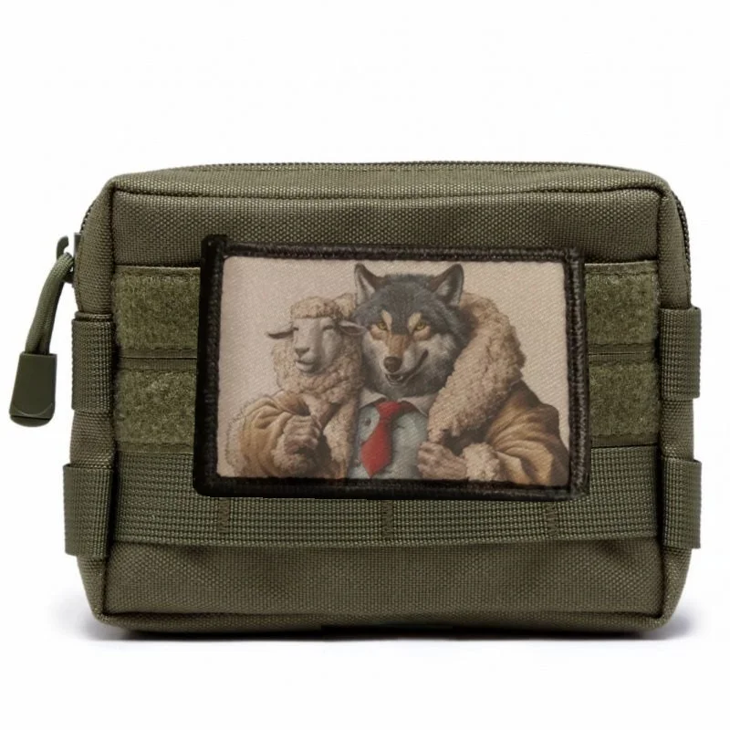 Detalle del parche lobo en oveja frontal