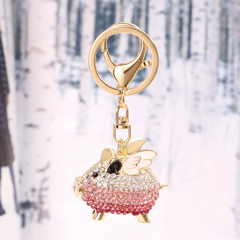 Llavero de metal cerdito diseño coche, colgante bolso femenino - imagen 2
