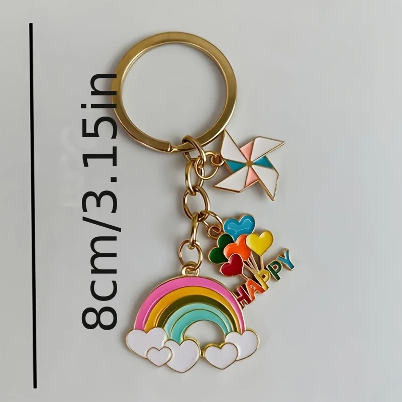 Llavero de molino de viento esmaltado arcoíris – Regalo para niña - imagen 4