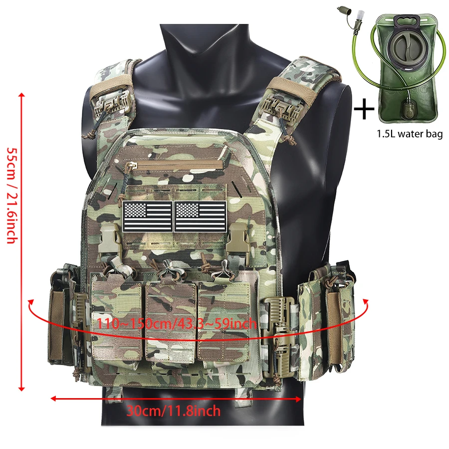 Chaleco táctico MOLLE panel láser y bolsa trasera con cremallera - imagen 2