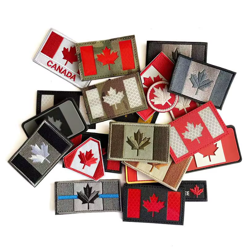Parche táctico PVC insignia hoja de arce bandera Canadá reflectante - imagen 2