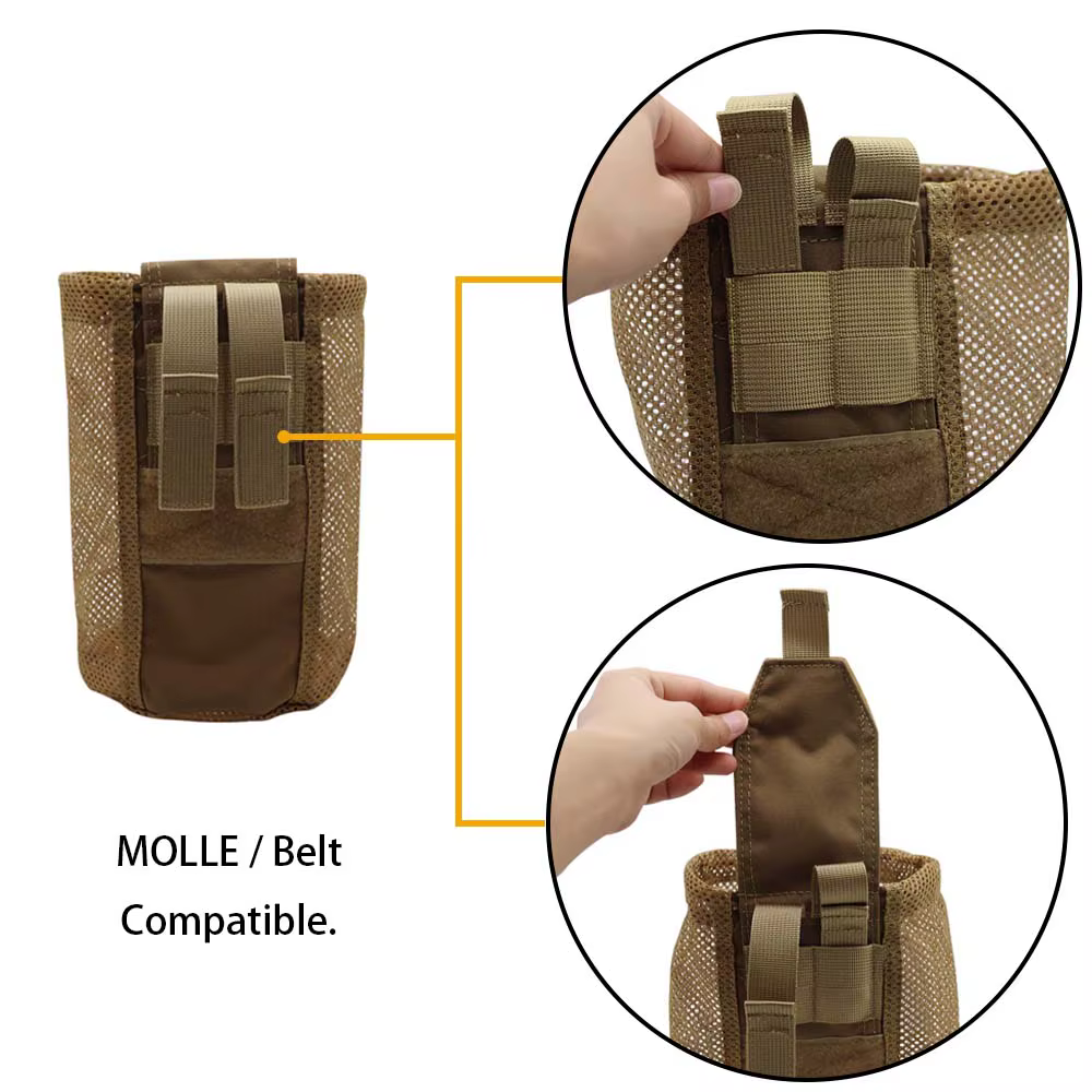 Bolsa táctica MOLLE para revistas - malla y caída plegable, riñonera - imagen 3