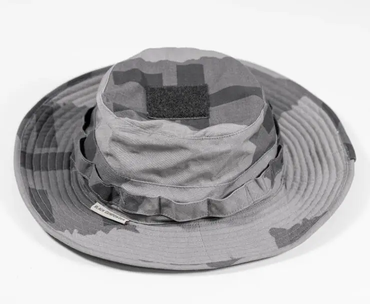 Sombrero táctico de sol con borde redondo camuflaje negro gris arena - imagen 2