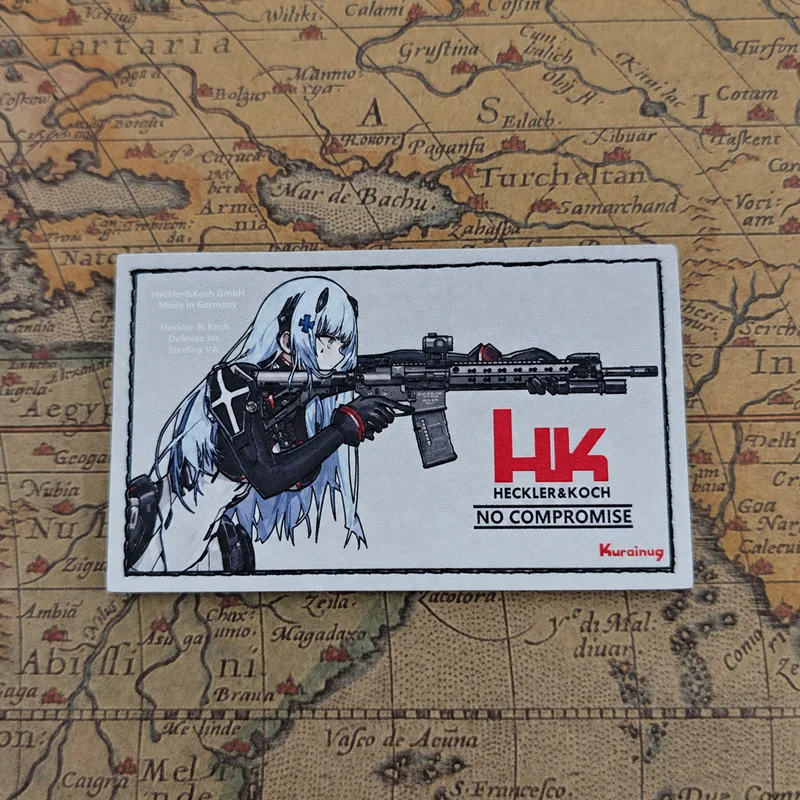 Parche táctico HK416 Girls Frontline con grabado UV en cuero PU
