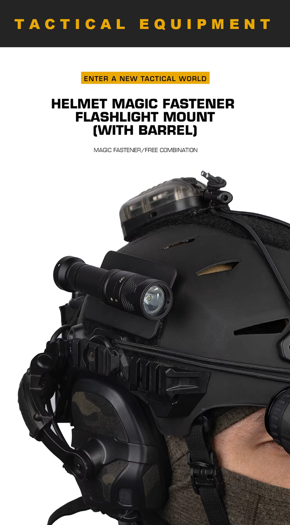Soporte para luz de casco SS MAX en acabado negro/tan