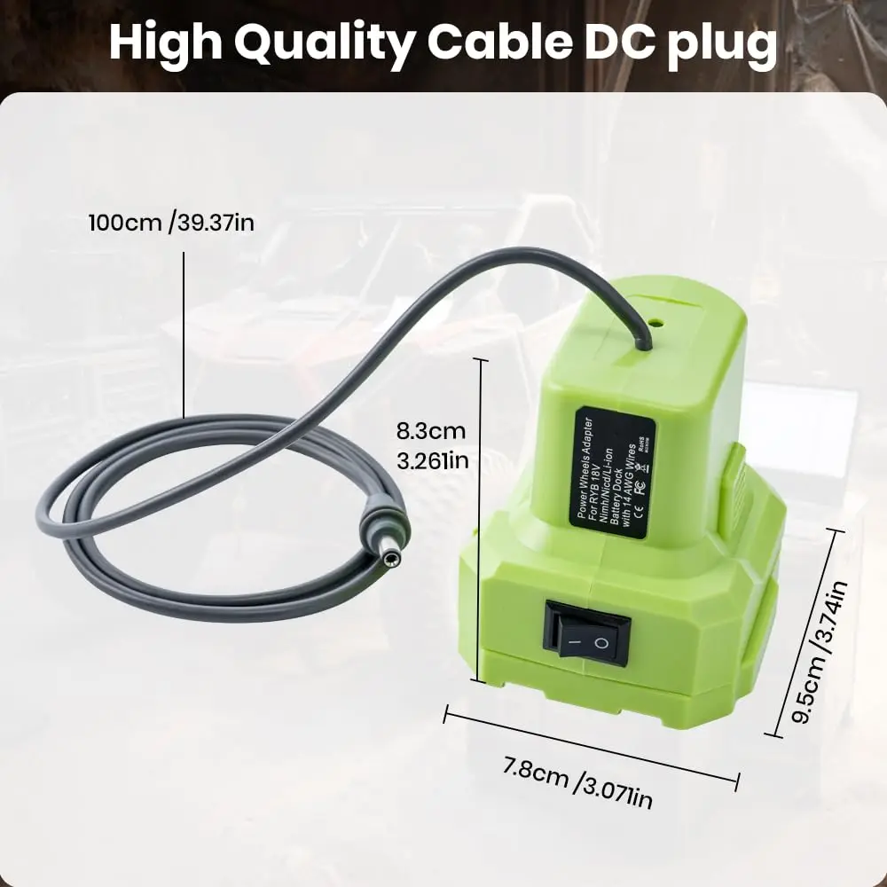 Ryobi cable adaptador batería impermeable con interruptor DC - imagen 3
