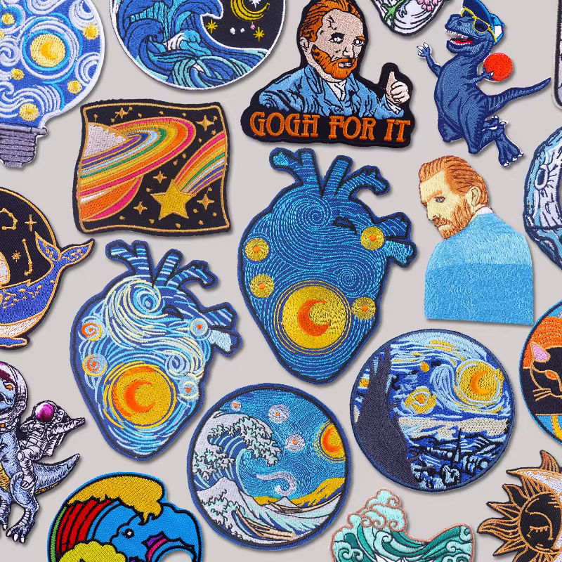 Parche termoadhesivo bordado corazón Van Gogh para coser o planchar - imagen 5