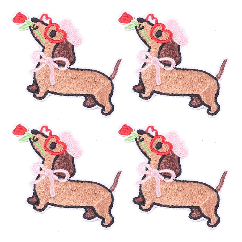 Parche termoadhesivo bordado perro salchicha con corazón – DIY - imagen 2