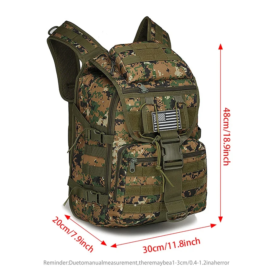 Mochila táctica MOLLE multifunción con cremallera y compartimentos
