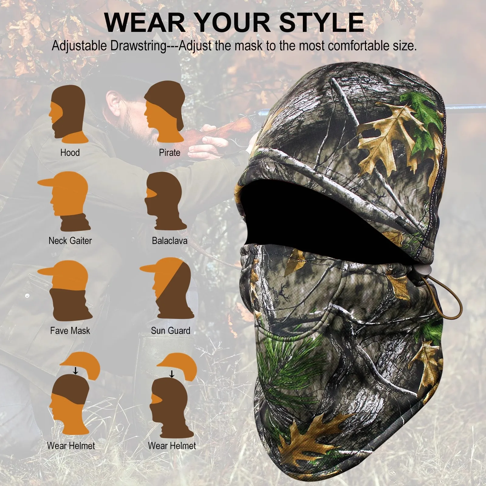 Balaclava camuflaje biomimético táctica térmica a prueba de viento - imagen 2