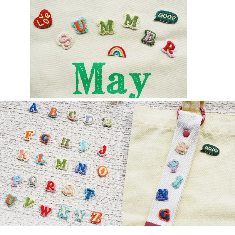 Parche bordado alfabeto termoadhesivo multicolor para ropa y bolsos - imagen 5