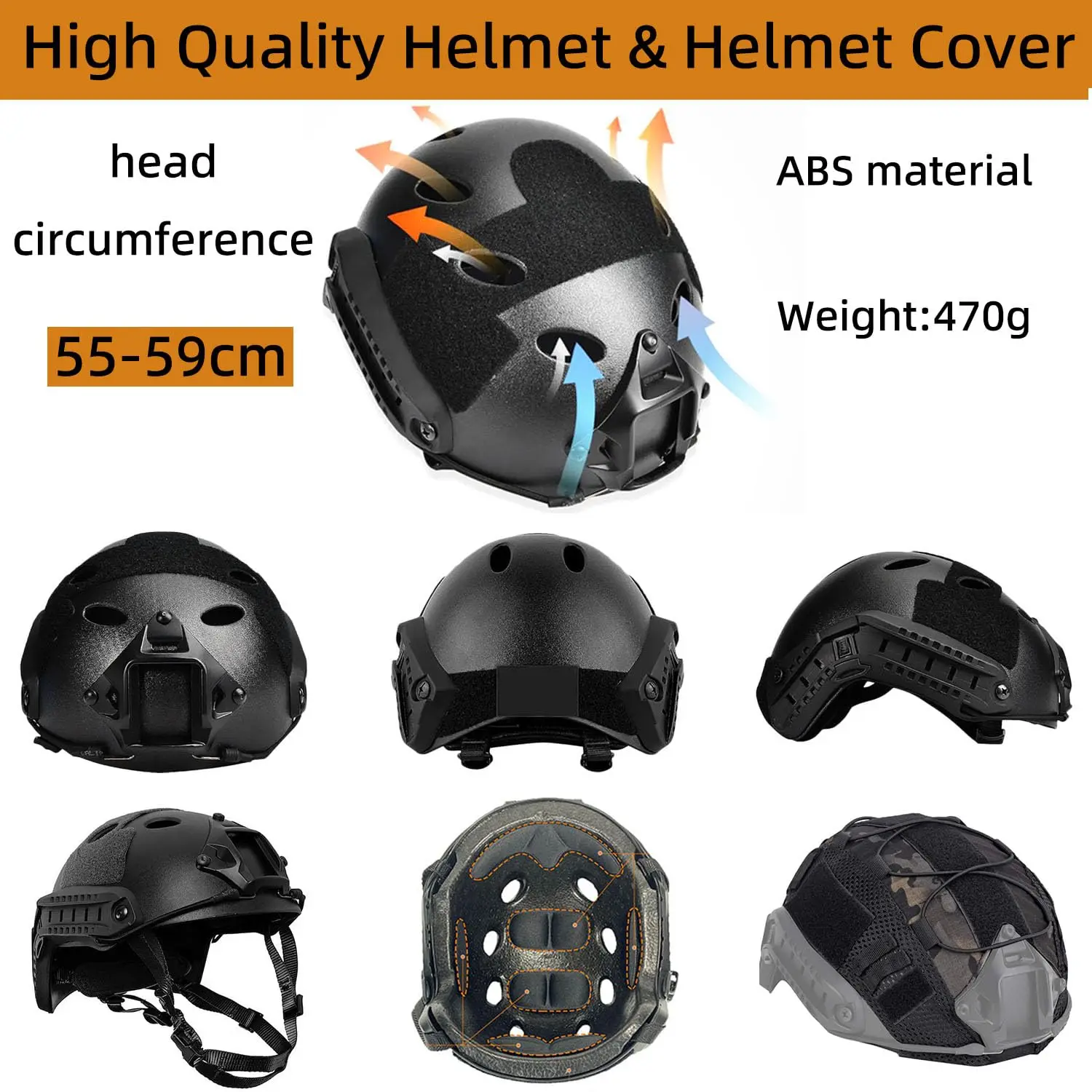 Casco táctico Airsoft rápido con linterna NVG y luz de señal - imagen 5
