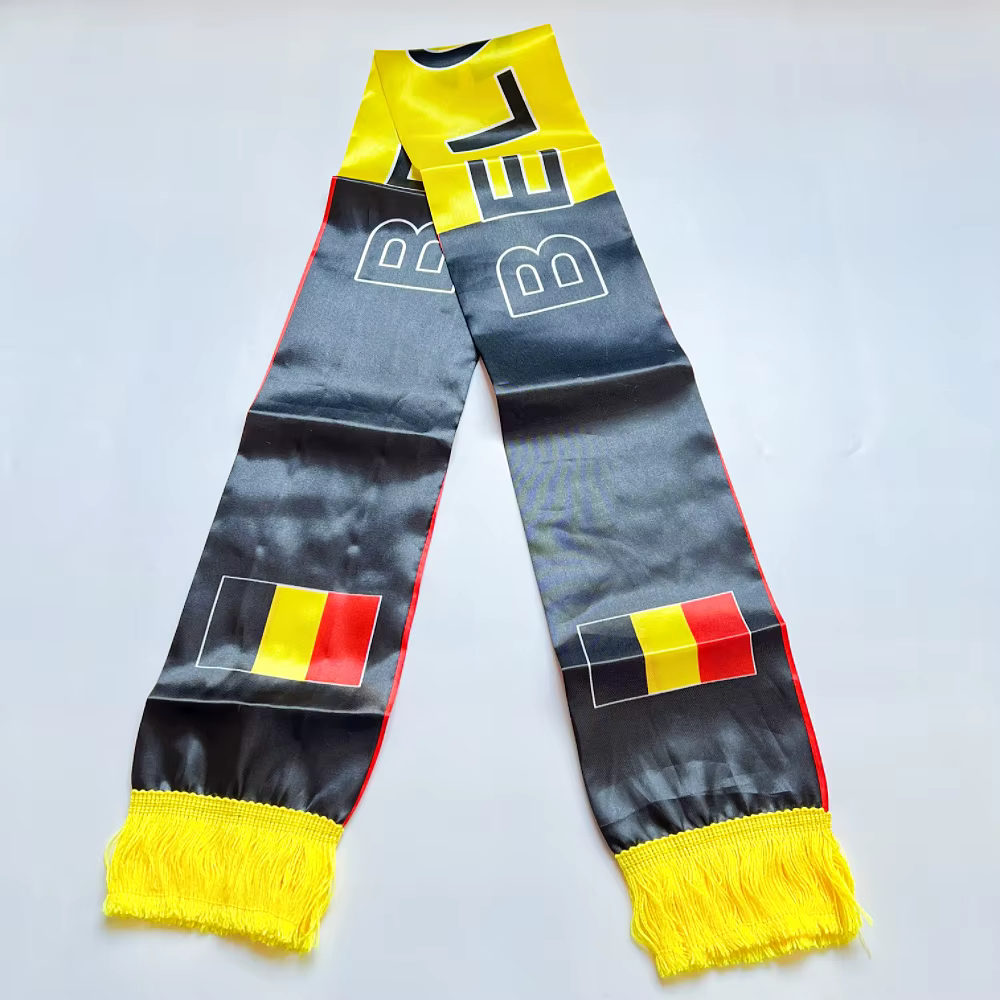 Bufanda de satén bandera Bélgica fútbol a doble cara - imagen 4
