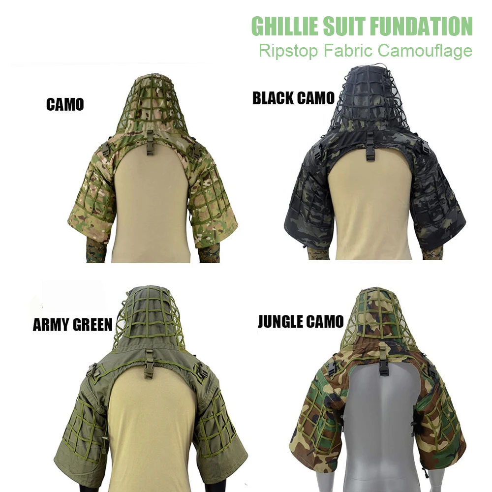 Poncho Ghillie base con capucha Viper para caza airsoft - imagen 5