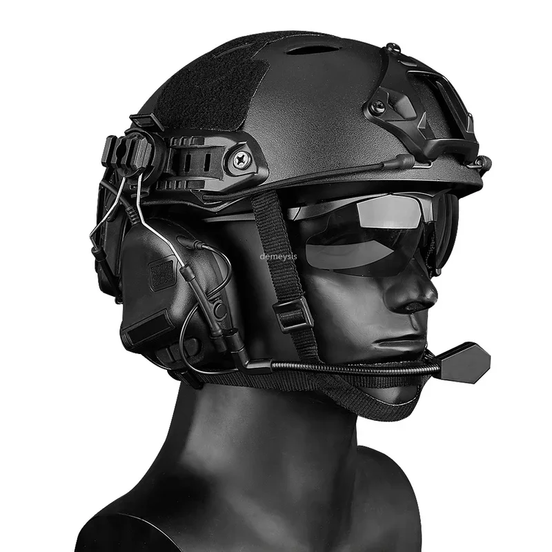 Auriculares tácticos comunicación Airsoft con adaptador riel para casco