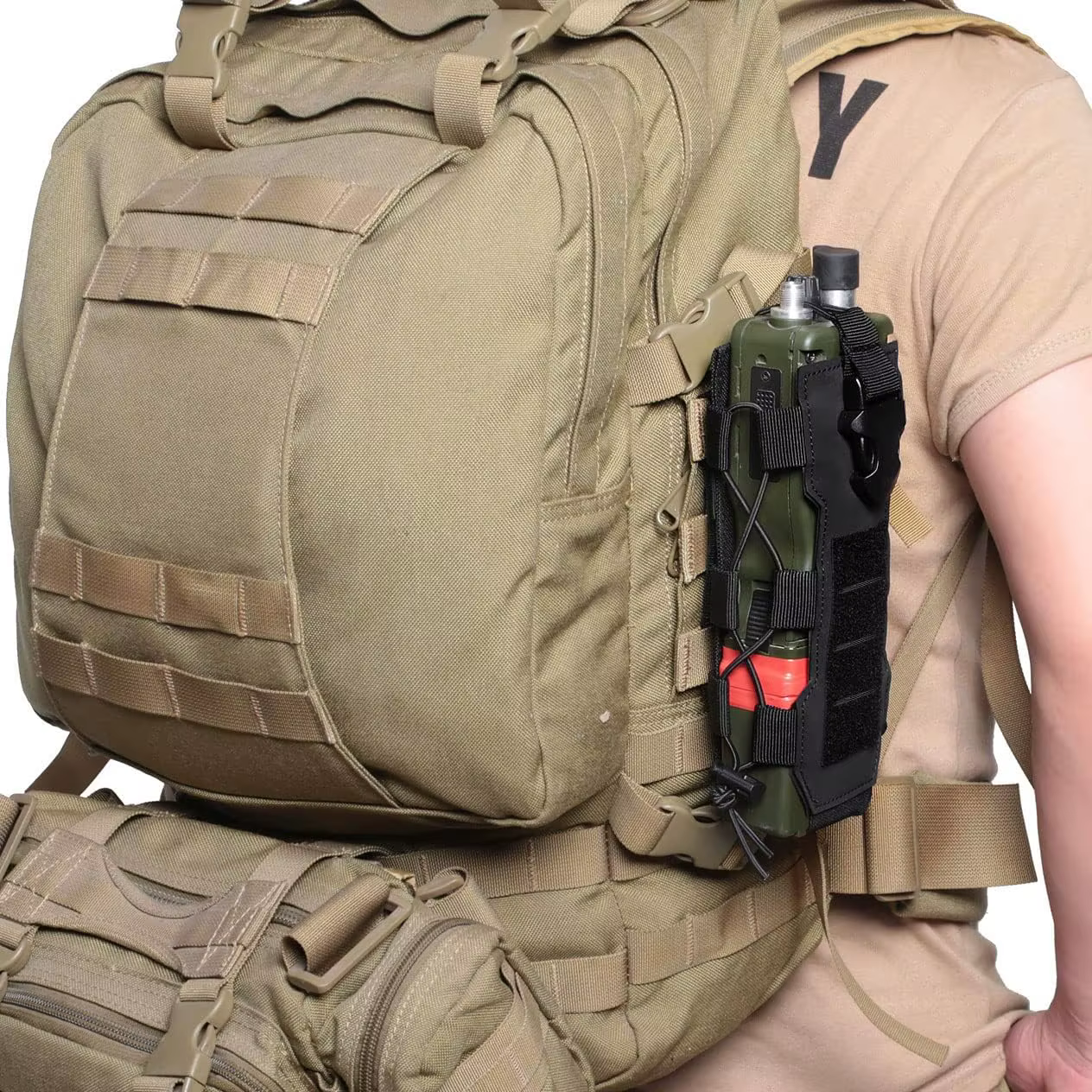 Soporte MOLLE para botella ajustable y bolsa de radio - corte láser - imagen 2