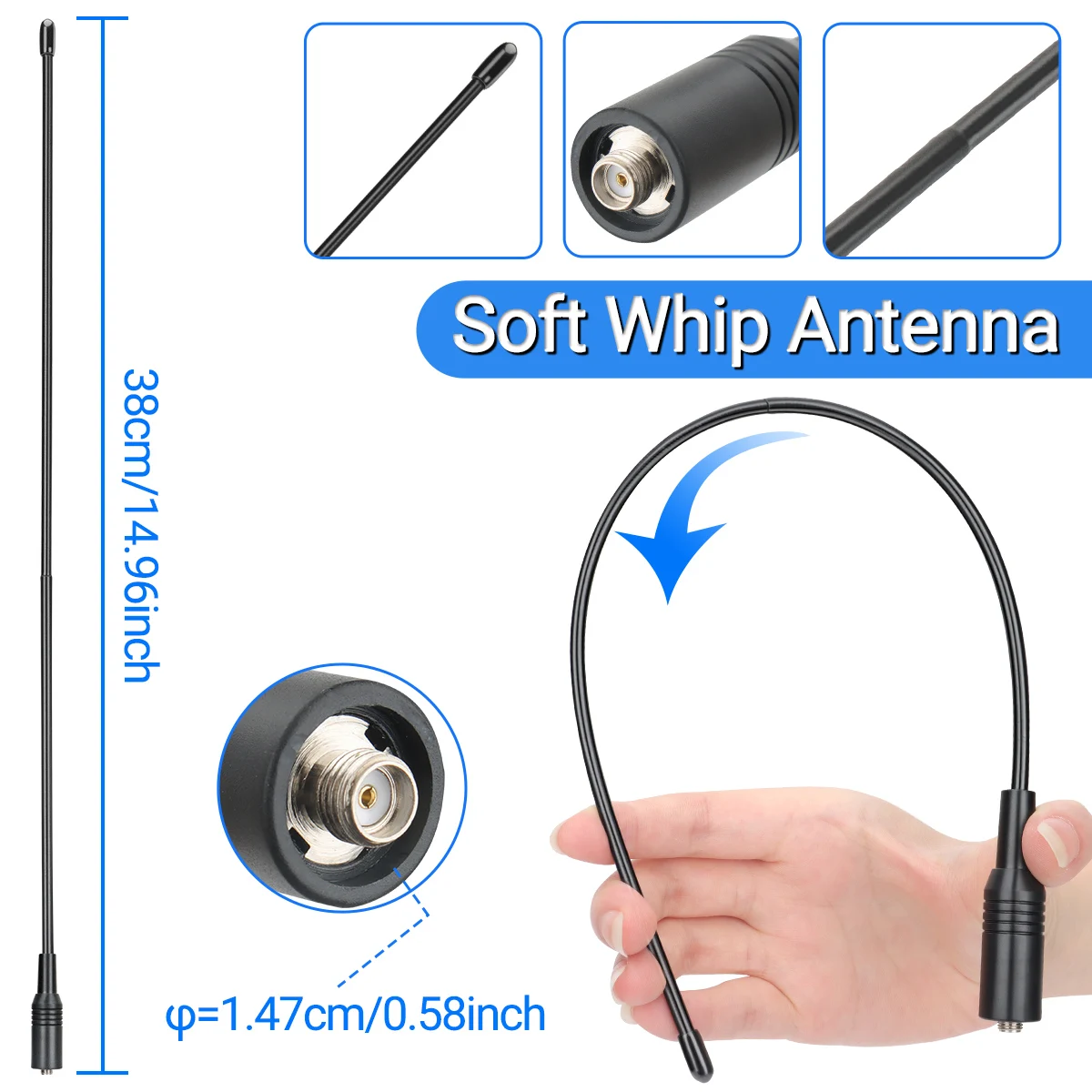 Antena extensible VHF 108-136MHz – Compatible Baofeng Quansheng - imagen 4