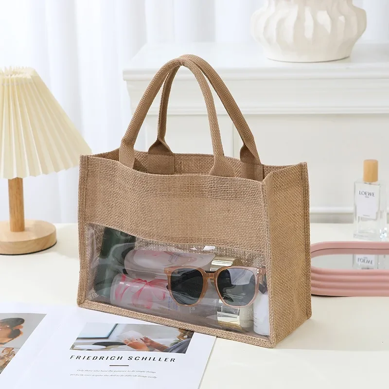 Bolso tote resistente en yute y PVC con interior impermeable