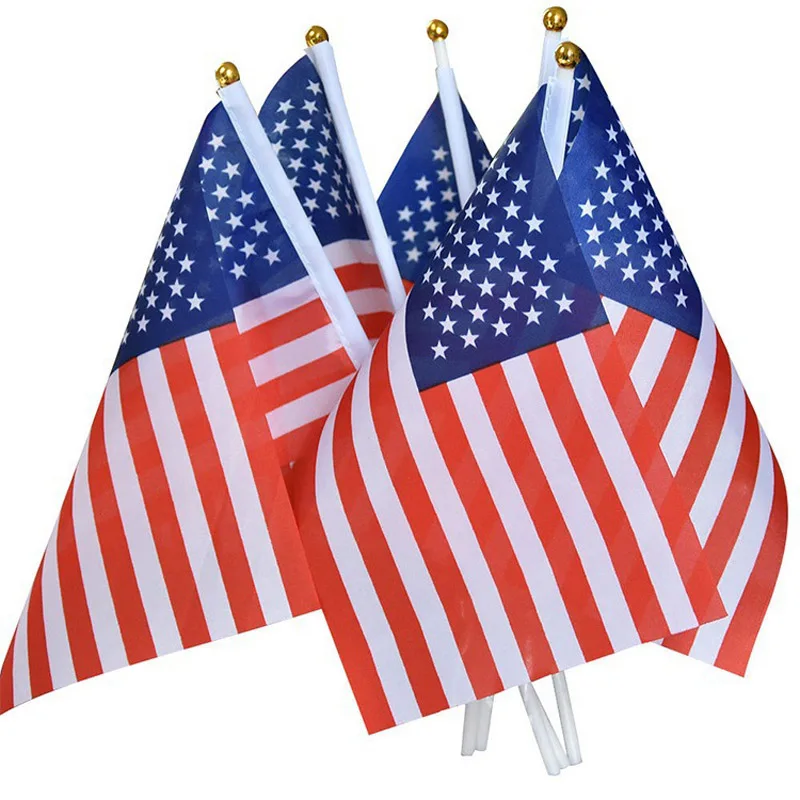 Bandera estadounidense ondulada a mano pack de 10