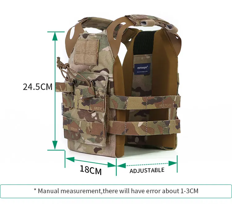 Panel frontal con sistema MOLLE y bolsillos para cargadores