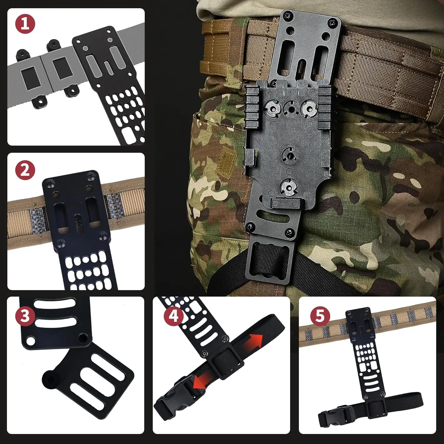 Soporte de pierna QLS modular metálico táctico para funda pistola - imagen 2