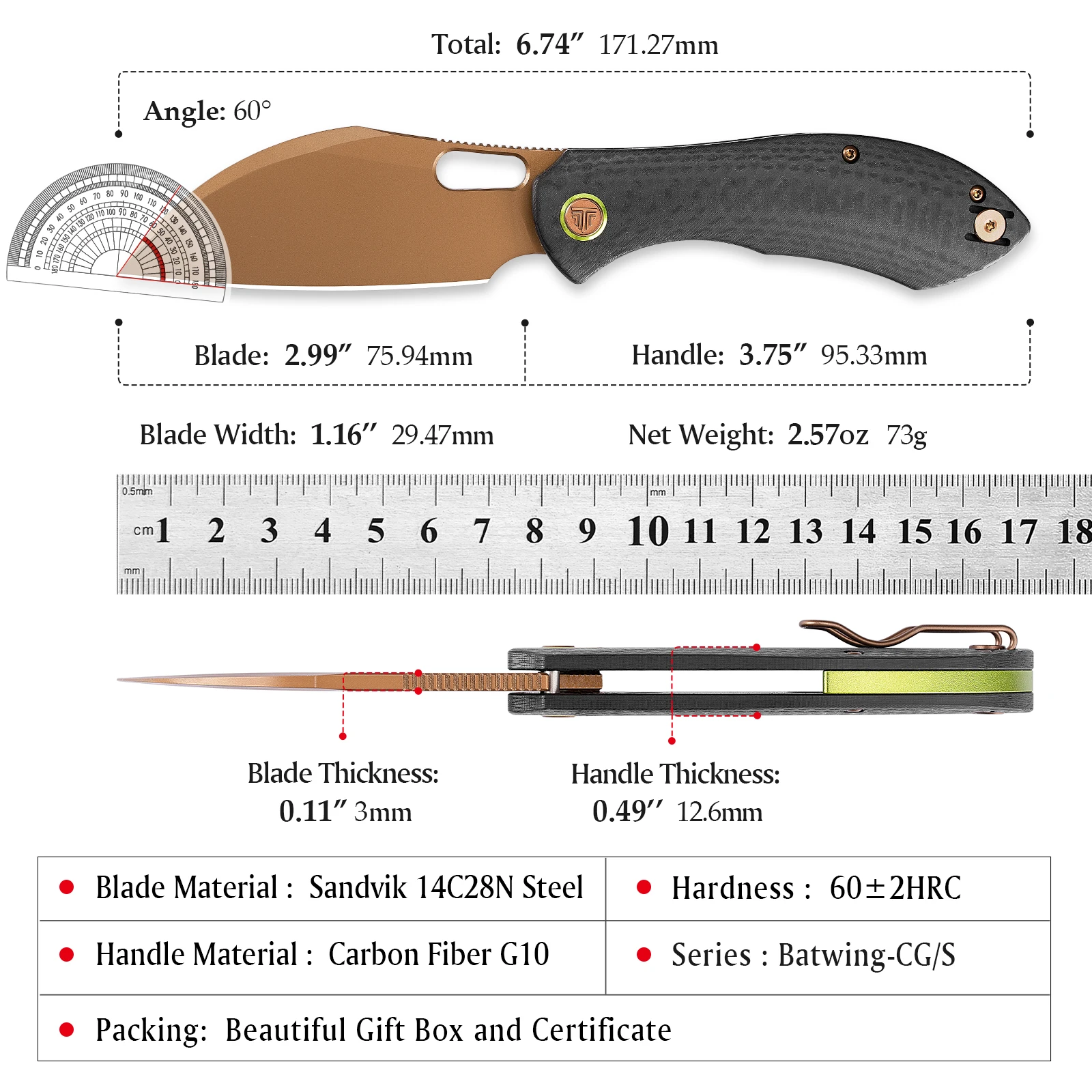 Cuchillo plegable TRIVISA EDC de acero inoxidable para camping y pesca - imagen 4