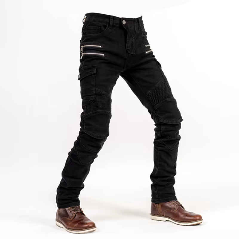 Pantalones vaqueros tácticos para motorista con rodilleras y bolsillos - imagen 3