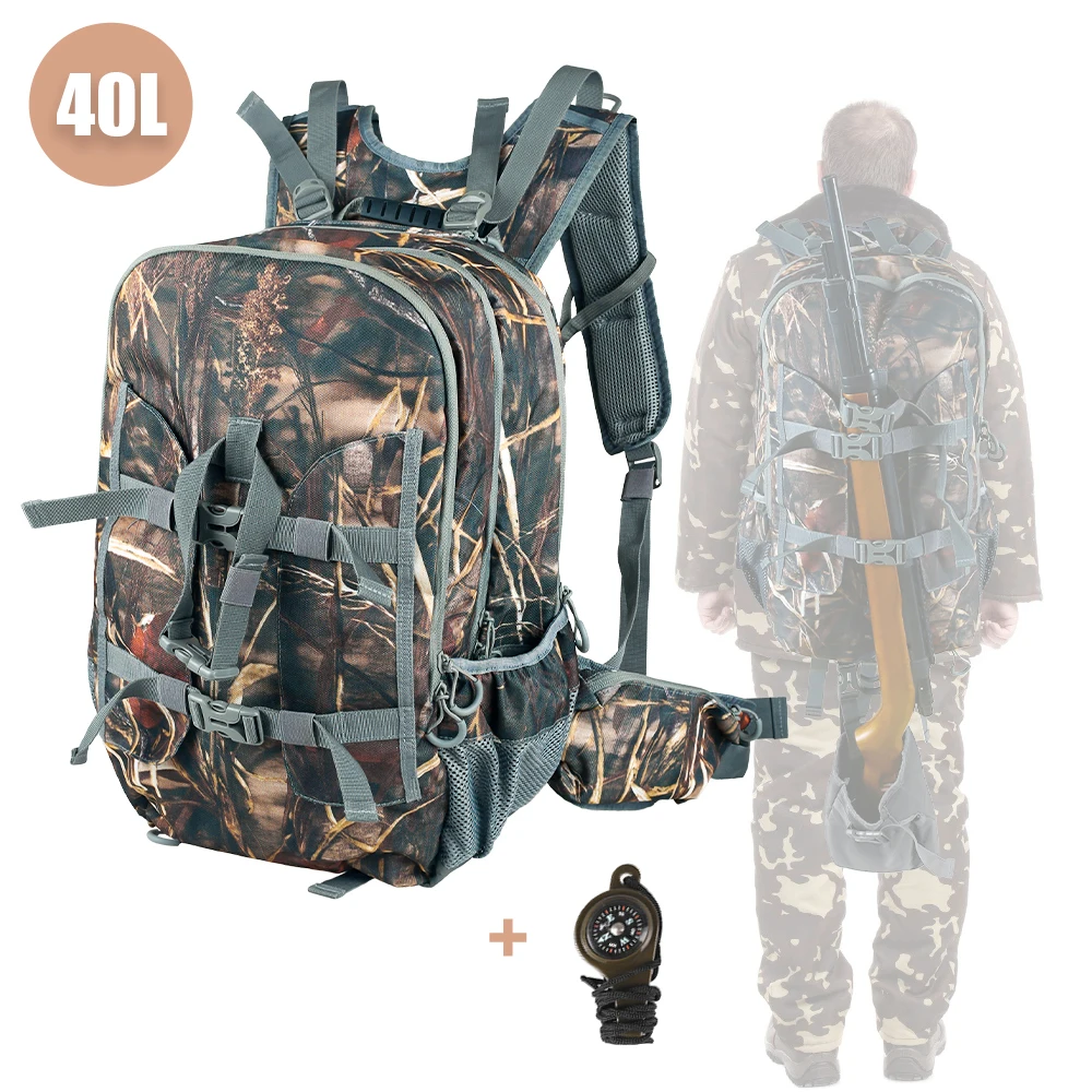 Mochila de caza 40L con soporte para rifle - Camuflaje impermeable - imagen 4