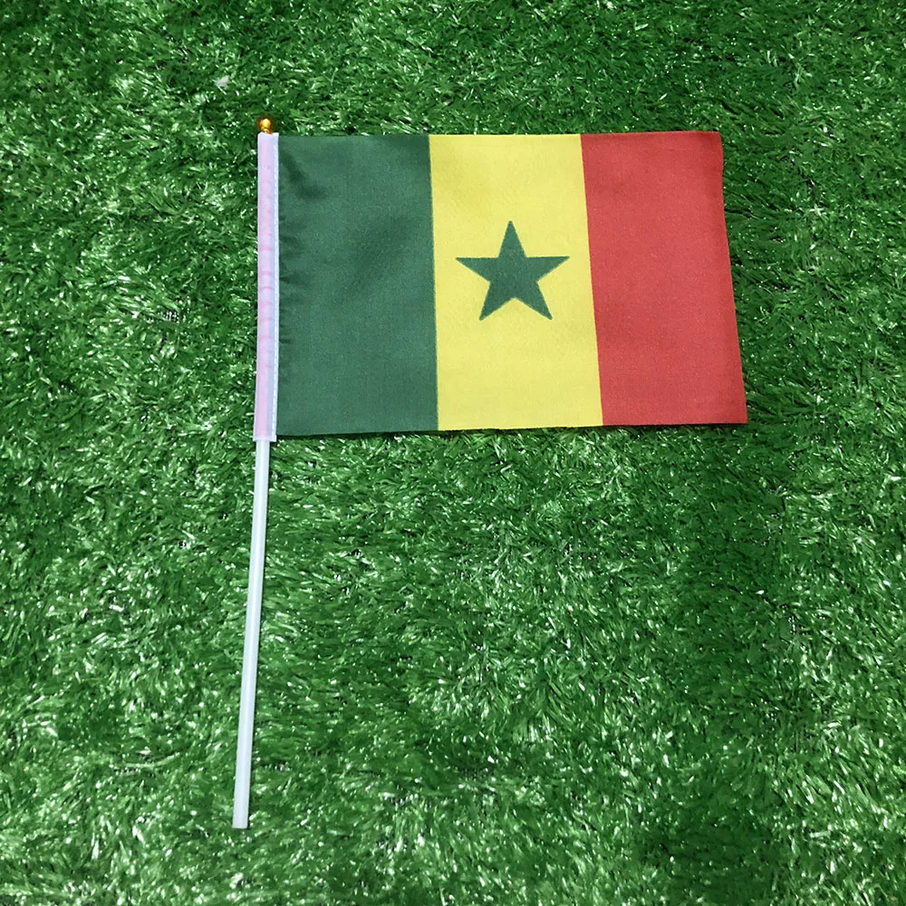 Bandera de mano Senegal 14x21cm con poste plástico - imagen 2