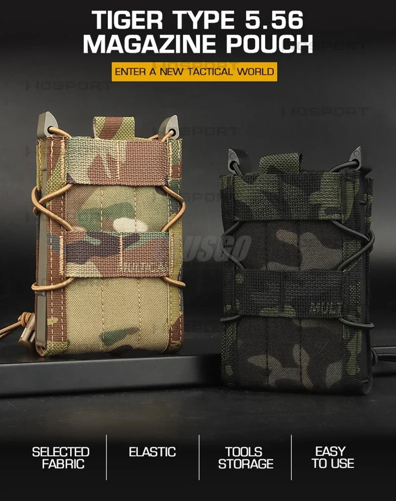 Vista frontal de la funda molle abierta para cargador 5.56