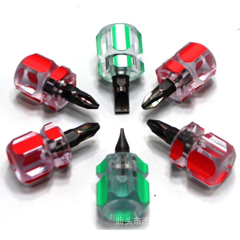 Mini destornillador con cabeza Phillips y mango transparente