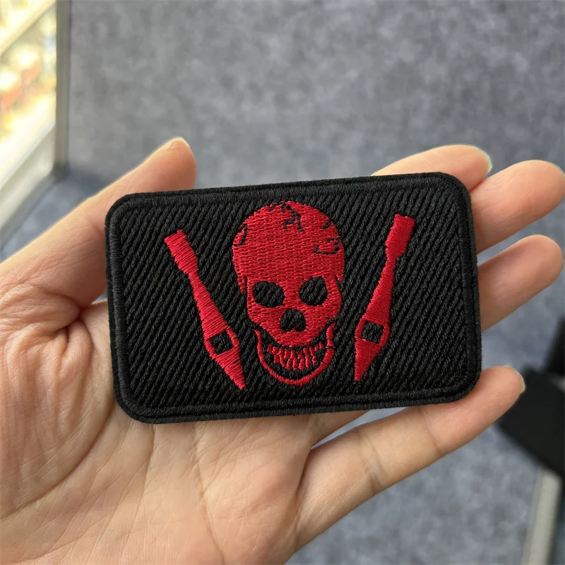 Parche táctico bordado calavera con velcro para mochila y chaleco