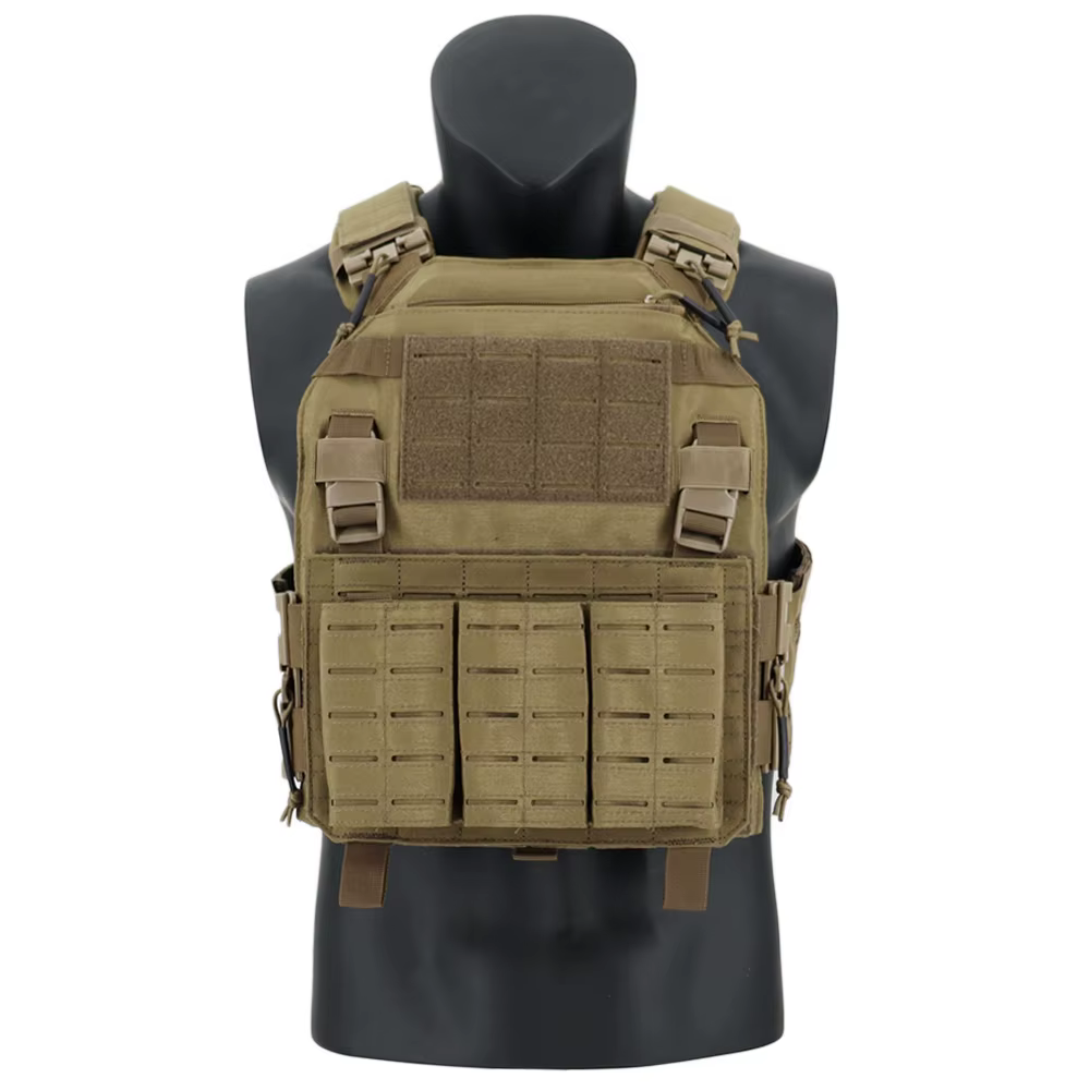 Chaleco táctico portaplacas MOLLE Airsoft con protector ajustable