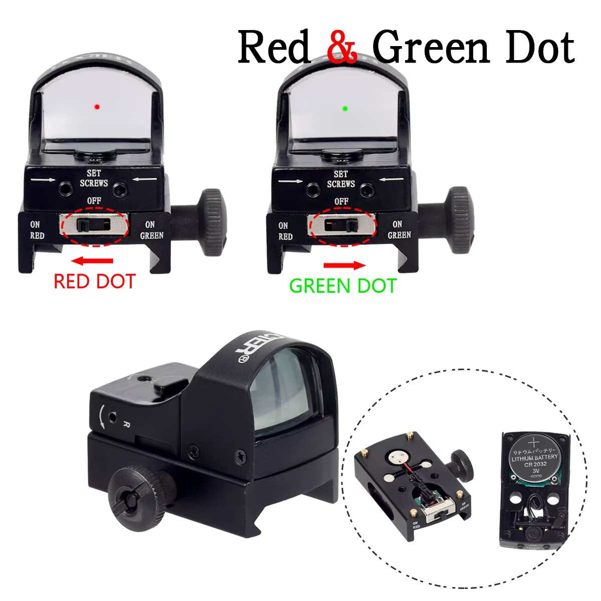Mira red dot táctica MINI para Glock con riel Picatinny - imagen 5