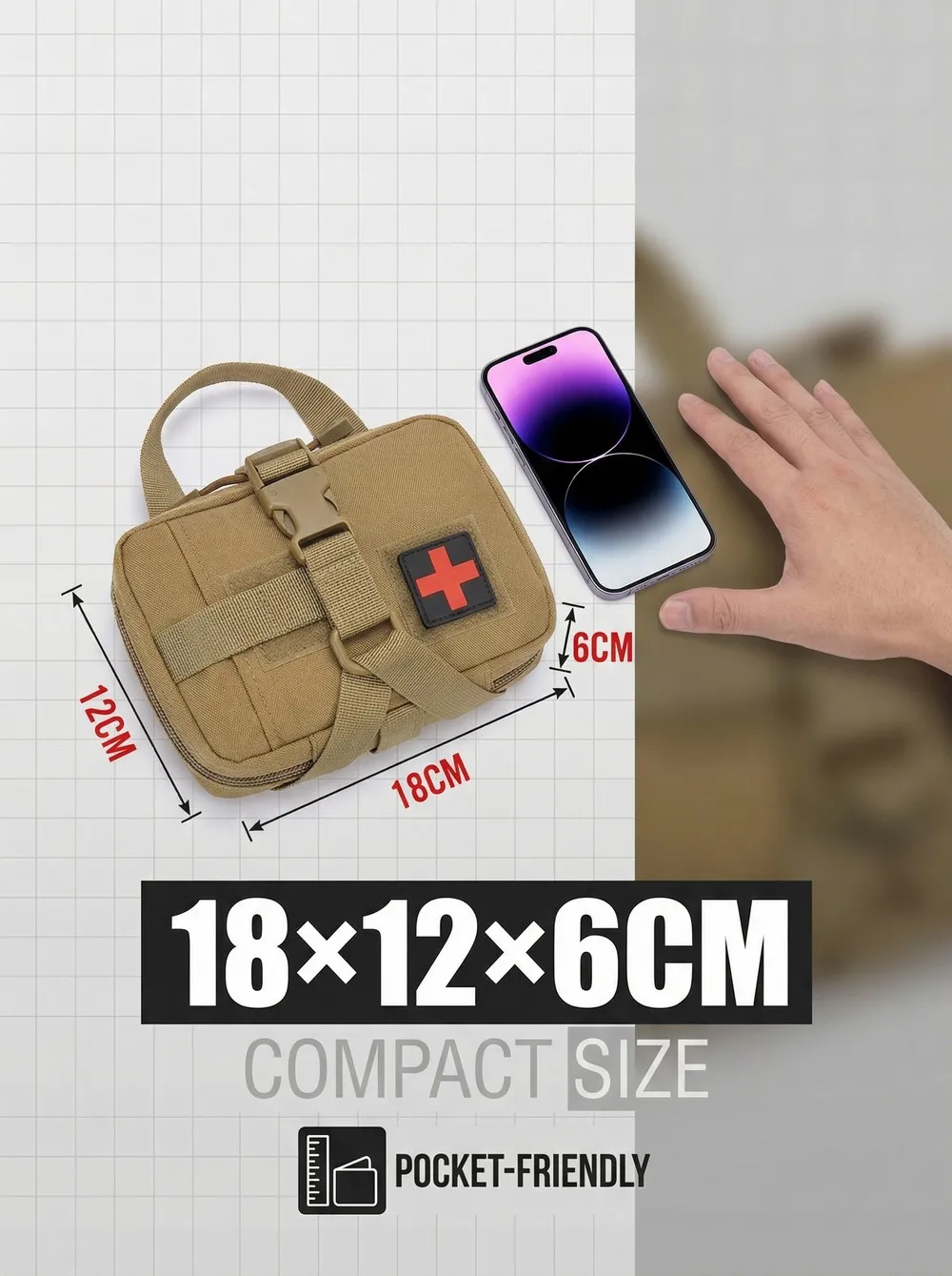 Vista del sistema MOLLE y compartimento
