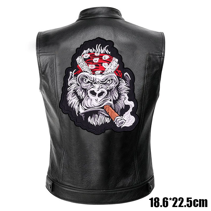 Parche bordado de cuero calavera punk termoadhesivo para chaqueta - imagen 2